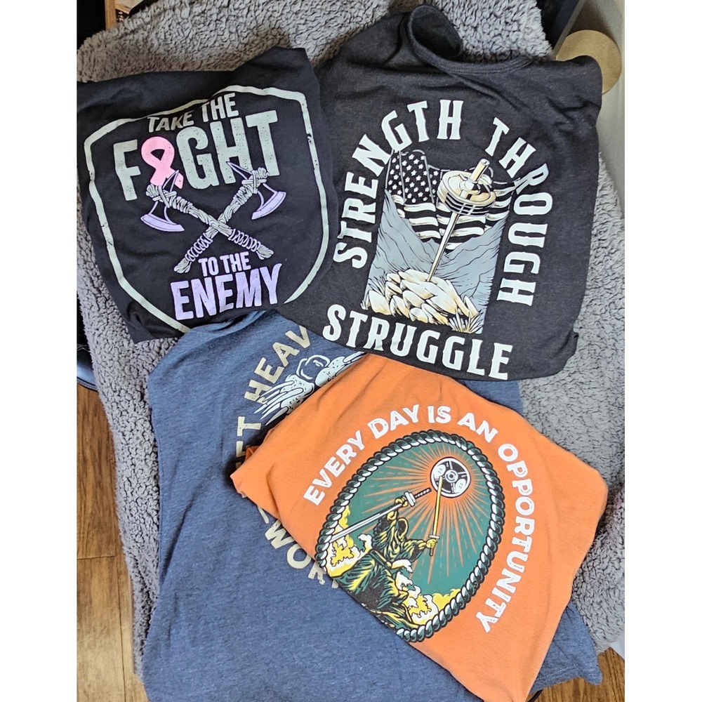 Lot of 4 The Lift Tee Graphic Racerback Tank Tops Womens XL Gym Workout Bundle